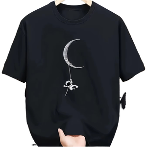 Camiseta de algodón deportiva informal de moda de verano para hombre en stock, Camiseta 100% de algodón con ballena grande, técnica de lavado sólido, Camiseta holgada de manga corta - Product Image 1