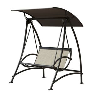 Dondolo da Esterno a 2 Posti con Tettuccio Regolabile e Telaio in Acciaio Resistente per Giardino o Patio - Product Image 1