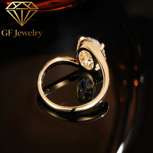 Anillo de compromiso de platino con diamante ovalado cultivado en laboratorio, banda curva envolvente de cuatro puntas, joyería nupcial para mujer - Product Image 2