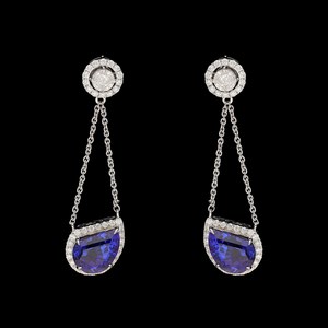 Fancy Cut Tanzanite <b>Stud</b> Earrings Gold Plated Luxury Jewelry Women's Elegant Party Bridal Gift IGI Certified Handmade - Product Image 3