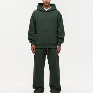 Conjunto Deportivo para Hombre, Color Verde Oscuro, con Capucha, Manga Larga, Estilo Casual, 100% Algodón, para Otoño - Product Image 1