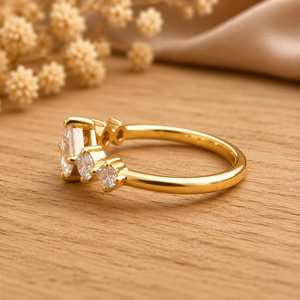Luxury Customizable Real Yellow Gold <b>Engagement</b> <b>Ring</b> Princess Cut Lab Grown Diamond <b>Unique</b> <b>Ring</b> Design At Best Price - Product Image 2