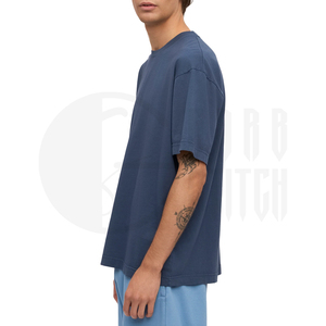 Camiseta Oversize para Hombre, Algodón Grueso, Cuello Redondo, Estilo Urbano, Corte Holgado, Manga Corta, Lisa, Informal, a la Moda - Product Image 1