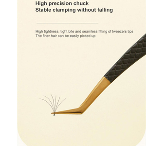 Ensemble de pinces à cils pour extensions de cils, en acier inoxydable, antistatiques, pointe à 90 degrés, texture lisse, pinces à cils professionnelles - Product Image 2