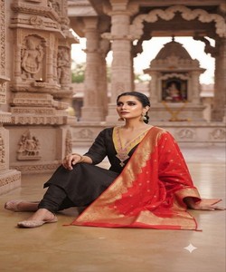 Salwar Kameez para Mujer, Largo hasta el Suelo, Bordado, de Algodón, Estilo Vintage, Ligero, Étnico, para Uso Diario, India, Pakistán, 85895 SAHAJANAND - Product Image 2
