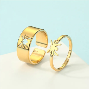 Anillos de Pareja Araña Dorada de Acero Inoxidable con Baño de Oro, Diseño Único de Animales, Joyería de Moda, Anillos a Juego para Amantes, Venta al por Mayor - Product Image 1