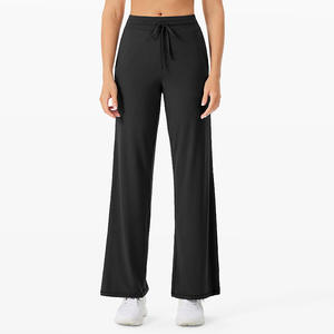 Jogging de fitness pour femme taille haute en toile écologique, coupe ample, respirant, séchage rapide, jambe large, fermeture boutonnée - Product Image 3