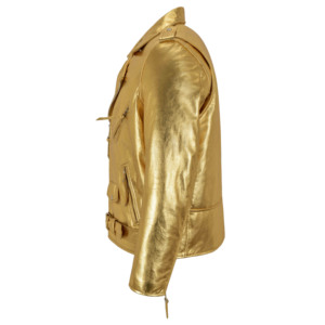 Custom 100% Genuine Metallic Leather Foil Biker <b>Jacket</b> Men’s BRANDO Rocker Motorcycle Shinny Leather <b>Jacket</b> OEM/ODM Manufacturer - Product Image 2