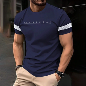 Camisetas Sencillas y Modernas con Rayas de Letras para Hombre, Ropa de Calle de Verano, Estampado en Serigrafía, 100% Algodón, Formal - Product Image 4