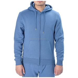 Veste à capuche imperméable à manches longues en coton polyester à fermeture éclair pour hommes, légère et brodée en technique bouffante - Product Image 1
