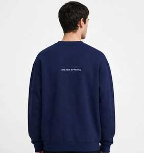 Oneten Men's <b>Navy</b> Blue Crewneck <b>Sweatshirt</b> Casual Loose Fit Long Sleeve Pullover 100% Polyester Printed Spring - Product Image 3
