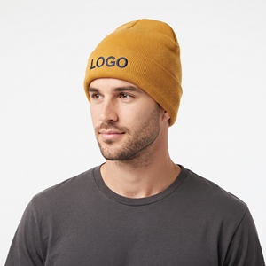 Bonnet tricoté doux personnalisé unisexe en acrylique jaune chaud coupe-vent pour l'hiver, idéal pour le ski, avec écharpe assortie - Product Image 3