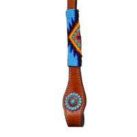 Ensemble d'équitation en cuir véritable occidental avec incrustation turquoise, motif brodé, fermeture à boucle réglable