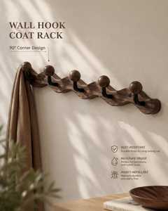 Minimalist Modern Double Tier Wooden <b>Wall</b> Mounted Sliding Adjustable Coat Rack with Storage <b>Display</b> Functions No Drill Required - Product Image 5