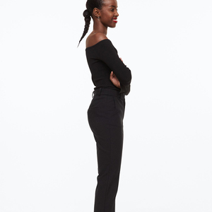 Pantalon décontracté pour femme, coupe bootcut, taille mi-haute, en coton écologique, longueur genou, élégant, pour le bureau, hiver - Product Image 4