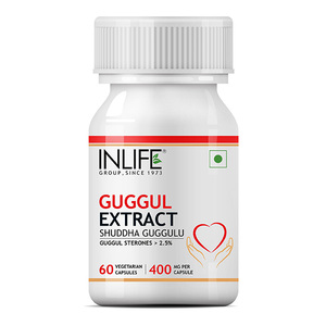 INLIFE Guggul Extract Capsules, extrait d'encens indien (Commiphora Mukul), extrait à base de plantes, 60 capsules végétariennes, certifié GMP, en flacon - Product Image 1