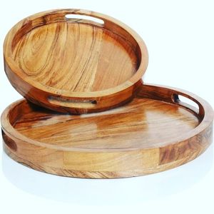 <b>Large</b> wooden serving <b>tray</b> with handles lightweight durable design suitable for serving food drinks snacks parties - Product Image 6