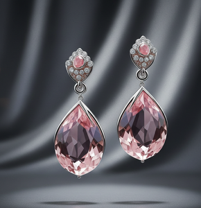 Pendientes de Perlas Hidroponicas Rosas y Circonitas en Plata de Ley 925 con Baño de Oro de 18K - Product Image 6