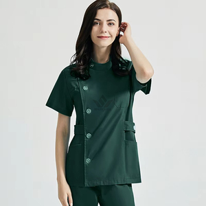 Women's Button Front Medical <b>Scrub</b> <b>Top</b> Short Sleeve Stand Collar Multi Pocket Nursing Hospital Healthcare Uniform - Product Image 4