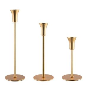 Ensemble de bougeoirs coniques de luxe en métal doré, style moderne en fer, pour centre de table de mariage et décoration intérieure - Product Image 1