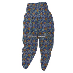 Luxurious Cotton Hand Block Printed Fabric Pants Drawstring Elastic Waistline Summer Casual Beach Vacation Women Clothing - Product Image 4