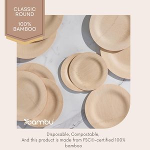 Thân Thiện Với Môi 7Inch 9Inch 11Inch Tre Bộ Đồ Ăn Dùng Một Lần Tre Vuông Vòng Tấm - Product Image 5