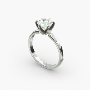 Bague solitaire élégante en argent sterling 925 poli miroir avec moissanite taille brillant ronde sertie à griffes, bijoux fins de mariée - Product Image 3