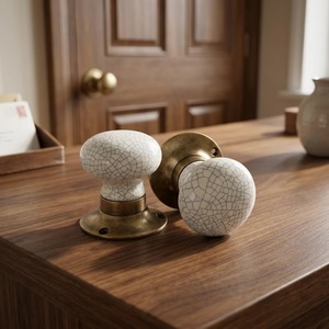 Ceramic Round Cabinet Knobs with Bronze Base Modern Design for Home Office Furniture Handles Multi-Room Use - Product Image 2
