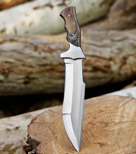 Couteau de camping à lame fixe en acier inoxydable de qualité industrielle, fabriqué à la main, 13 pouces, manche en bois, étui de rangement en cuir véritable - Product Image 2