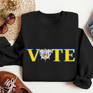 Camiseta de algodón estampada Sigma Gamma Rho VOTE para mujer, informal, de manga larga, con gráfico, letras griegas personalizadas, estilo urbano - Product Image 1