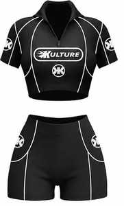 2026 Women's 2-Piece Street Sportswear <b>Set</b> Hooded Full-Sleeve T-Shirt and Knee-Length Shorts Breathable Non-Pilling - Product Image 3