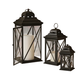 <b>Set</b> Of 2 Black Metal Outdoor Indoor Decorative Hanging Candle <b>Lanterns</b> Classic Farmhouse Style Iron Candle Holder For Home Decor - Product Image 4