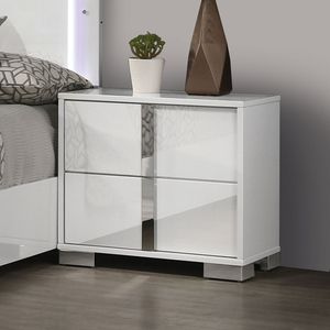 Comodino Moderno con Finitura UV e Gambe Cromate, Colore Bianco, per Camera da Letto - Product Image 5