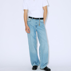 Jeans baggy en denim pour homme avec logo personnalisé, coupe ample, jambe droite, broderie, patch, streetwear, fabricant - Product Image 6