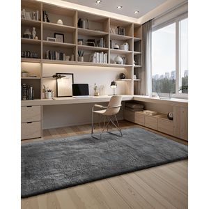 Tapis d'intérieur en peluche moderne pour la décoration de la maison, non-muant, antidérapant, gris foncé, 5x8 pieds, tapis moelleux et duveteux pour le salon - Product Image 5