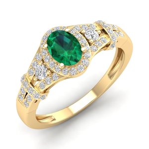 REYES Timeless Design 925 Sterling <b>Silver</b> Moissanite Engagement <b>Rings</b> Oval Cut 0.75 Carat <b>Emerald</b> Gemstone Jewelry For Women - Product Image 2