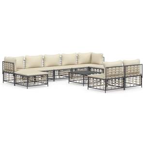 Conjunto de Muebles de Jardín de Poliratán Antracita, 10 Piezas, Colección de Muebles Duraderos para Exteriores - Product Image 2