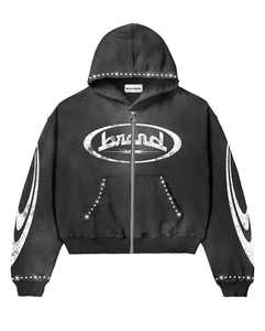 Winter Printed Rhinestone Solid Fleece Lined 2-Piece Men's Tracksuit Streetwear Custom Logo OEM Wholesale Breathable - Product Image 4