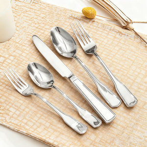 Juego de Cubiertos de Acero Inoxidable con Mango Delgado, 5 Piezas - Juego de Cubiertos Plateados con Acabado Espejo, Cuchara, Tenedor, Cuchillo, Vajilla - Product Image 5