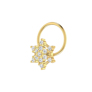 AJRETAIL 0.08 Carat Diamond 14K <b>Gold</b> Flower Ethnic <b>Nose</b> Pin HI Color VS-SI Clarity Brilliant Fine Piercing Jewelry for Women - Product Image 4