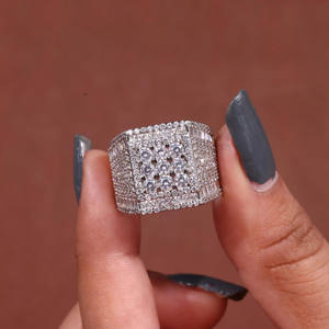 Square Baguette & Round Cut Moissanite Diamond Hip Hop Bling Engagement <b>Ring</b> Iced Out Pave <b>Ring</b> Luxury <b>Statement</b> <b>Ring</b> for Men - Product Image 2