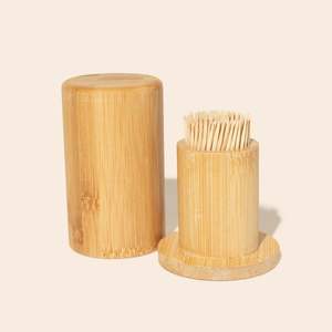 Distributeur de cure-dents en bambou moderne et écologique, boîte de rangement réutilisable, design unique pour la décoration de la maison - Product Image 6