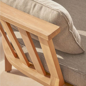 Ensemble de salon de jardin en teck moderne, mobilier de conversation pour terrasse extérieure, avec sièges rembourrés et table, pour villa, hôtel, usage extérieur - Product Image 3