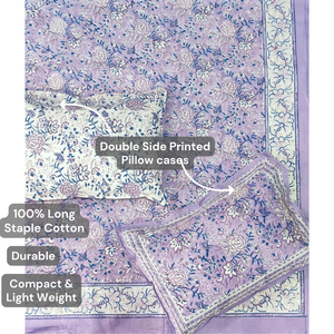 Drap de lit en coton Jaipur taille King, imprimé à la main, respirant, doux pour la peau, durable, écologique, motif floral, pour la maison et l'hôpital - Product Image 3