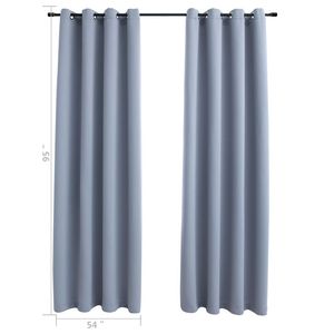 2 pezzi grigio 54 "x 95" tessuto oscurante tende con anelli eleganti mantovane per l'arredamento della casa - Product Image 5
