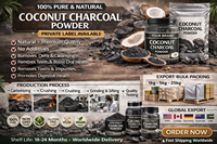 WARRLY Charbon Actif Pur à 99% de Coque de Noix de Coco, Extrait Végétal, Qualité Alimentaire, Poudre Noire Fine, pH 7-11 |   Séché à l'air chaud |