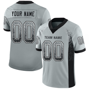 Custom Name <b>and</b> Number Jersey Drift Fashion Silver <b>White</b> <b>Black</b> Mesh <b>Football</b> Jersey Breathable Sports American <b>Football</b> Jersey - Product Image 2