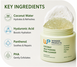 OEM/ODM Coconut <b>Jelly</b> Pudding Cleanser Deep Pore Cleansing Hydrating & Gentle Exfoliation with <b>Jelly</b>-to-Foam Texture Private Lab - Product Image 2