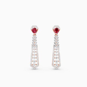 ต่างหูทรงหยดน้ำสไตล์เพียร์รูบี้ ประดับเพชร 2.23 กะรัต และพลอย 1.65 กะรัต |   ในโทนสีทอง 9K สีเหลือง สีขาว และสีโรสโกลด์ - Product Image 1