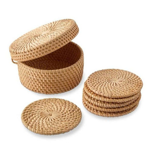 Ensemble de 6 sous-verres en rotin écologiques peints à la main de haute qualité, décoration de table en gros, style bohème du Vietnam - Product Image 3